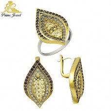 Gümüş Otantik Taşlı Set